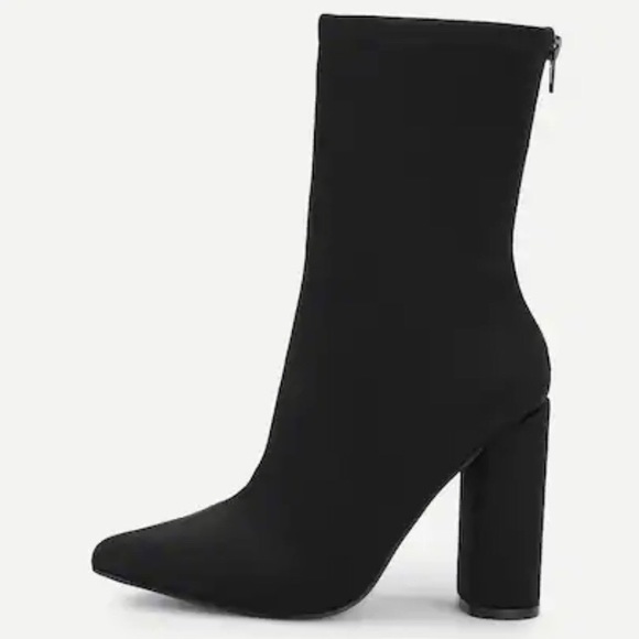 Point toe block heeled mid-calf boots - Picture 3 of 5